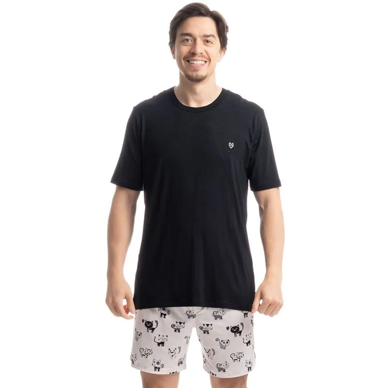 Pijama Masculino Curto Fred Preto/M