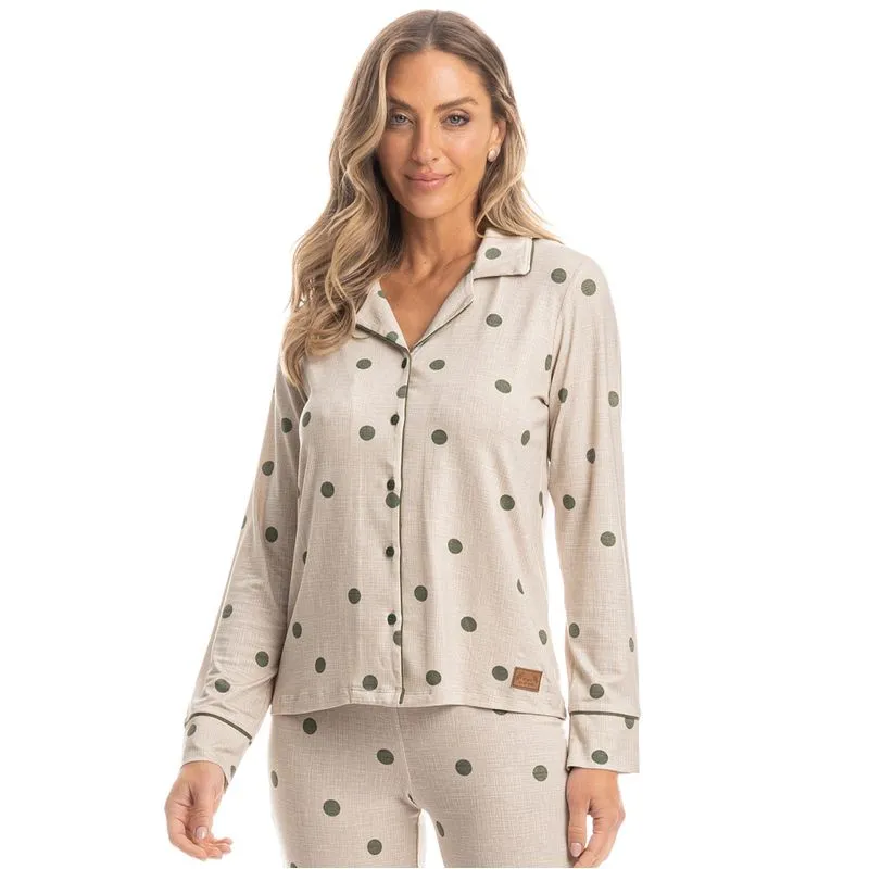 Pijama Feminino Longo Americano Clara Verde/M