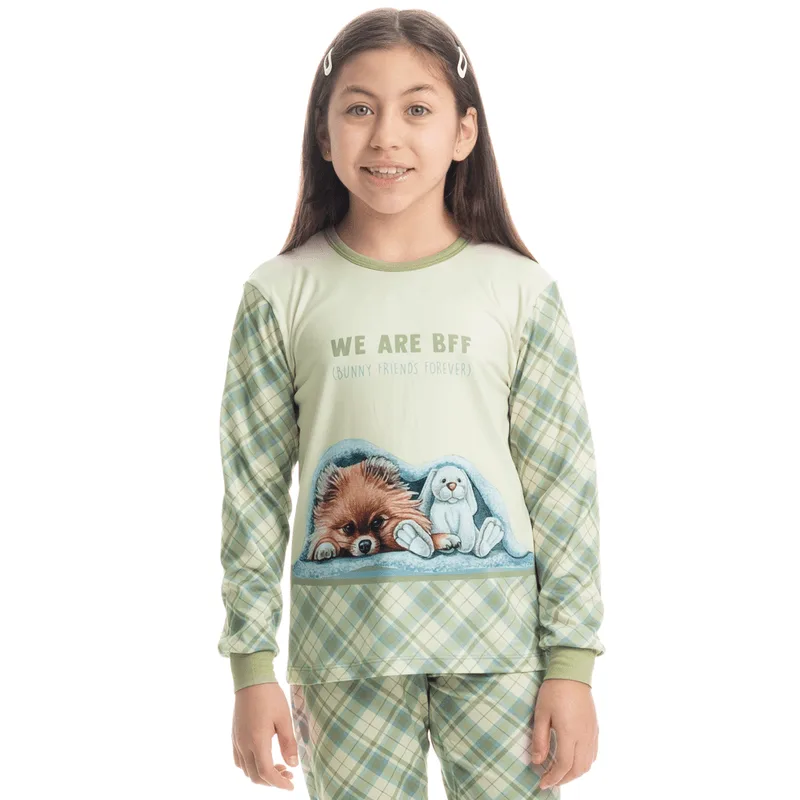Pijama Infantil Longo Unissex Lyla Bunny Branco/08