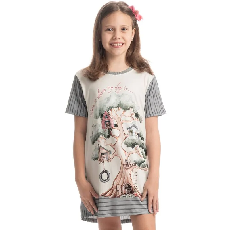 Camisão Curto Infantil Vira Latas Cinza/10