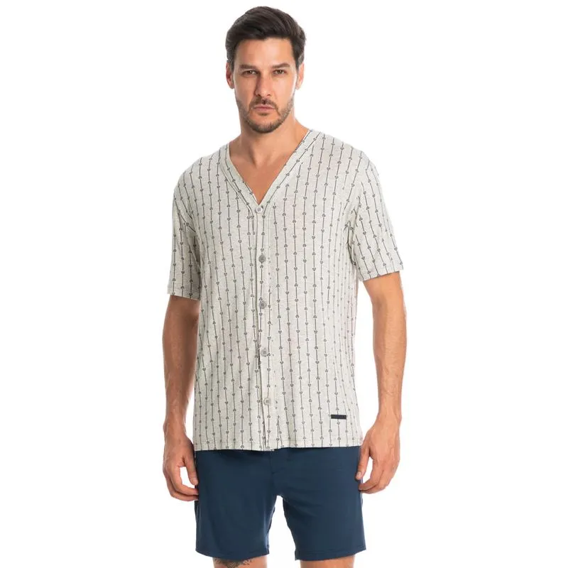 Pijama Masculino Curto Americano Joaquim Tombini Azul Marinho/GG