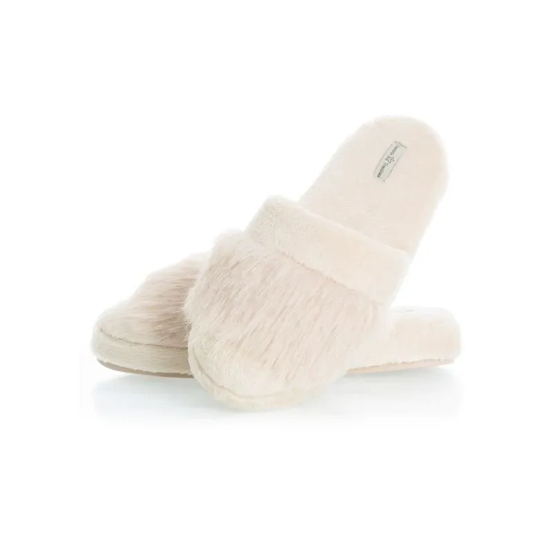 Chinelo Feminino Em Fleece Com Pelo Gianne Bege/36