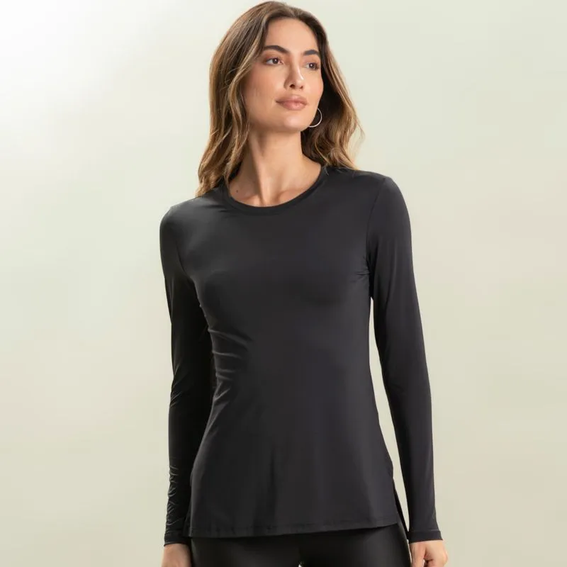 Camiseta Feminina Pulse Manga Longa Cardio Vivame Preto/P