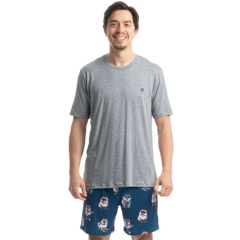 Pijama Masculino Curto Lyla Ski Azul-2/P