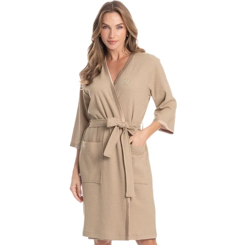 Robe Curto Feminino Piquet Bege/TU