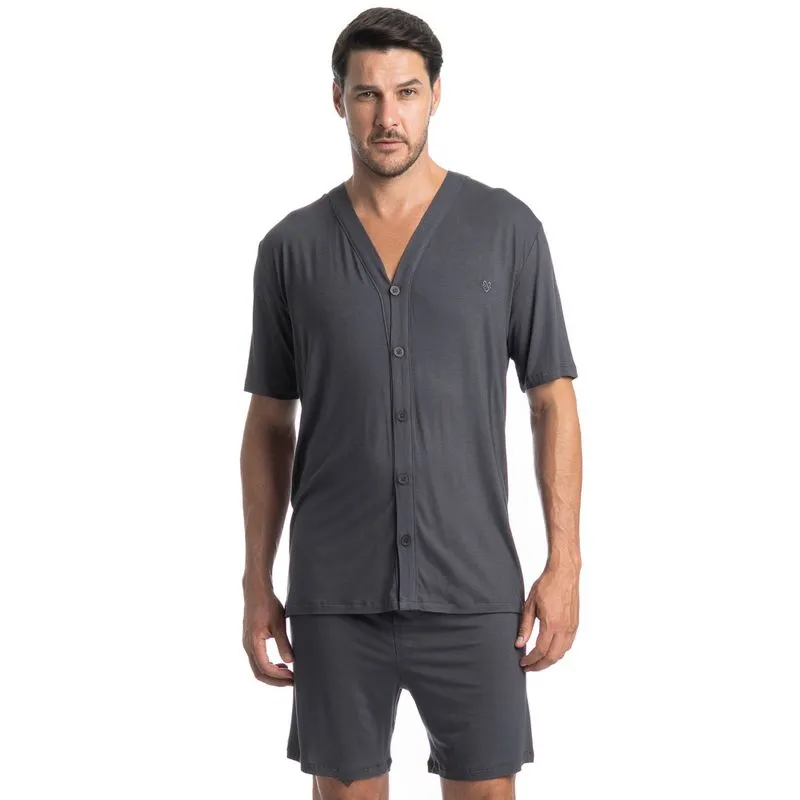 Pijama Masculino Curto Americano Romeu Tombini Cinza/M