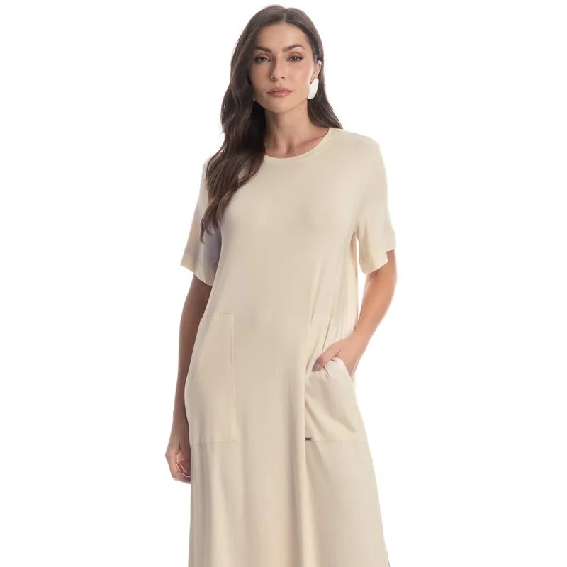 Vestido Com Manga E Bolso Venturini Branco/P