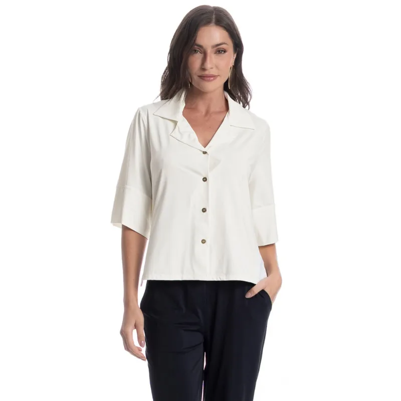 Camisa Feminina Curta Madri Branco/GG
