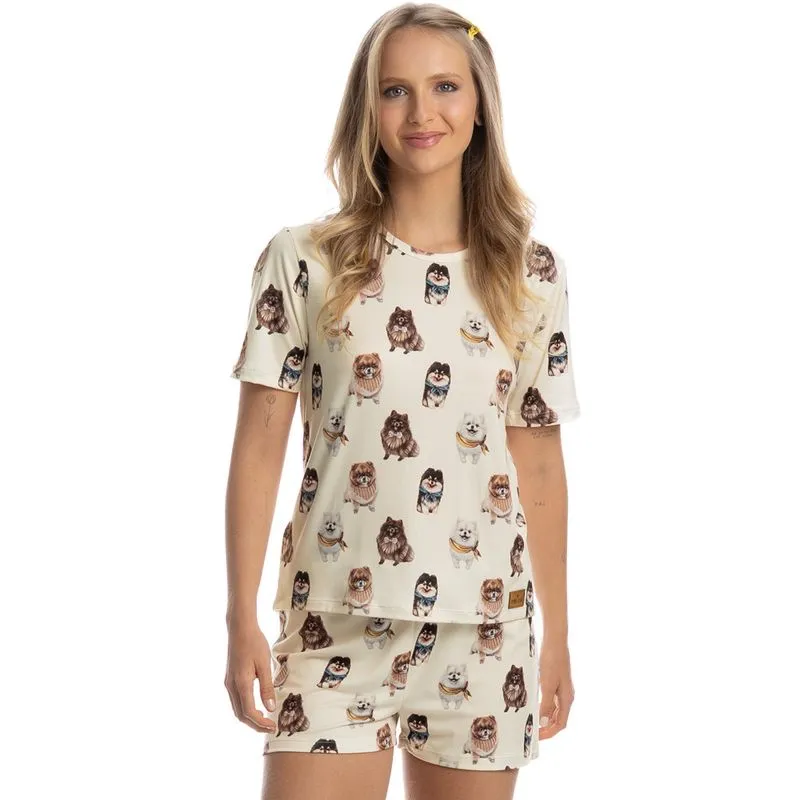 Pijama Curto Feminino Moka Branco/GG
