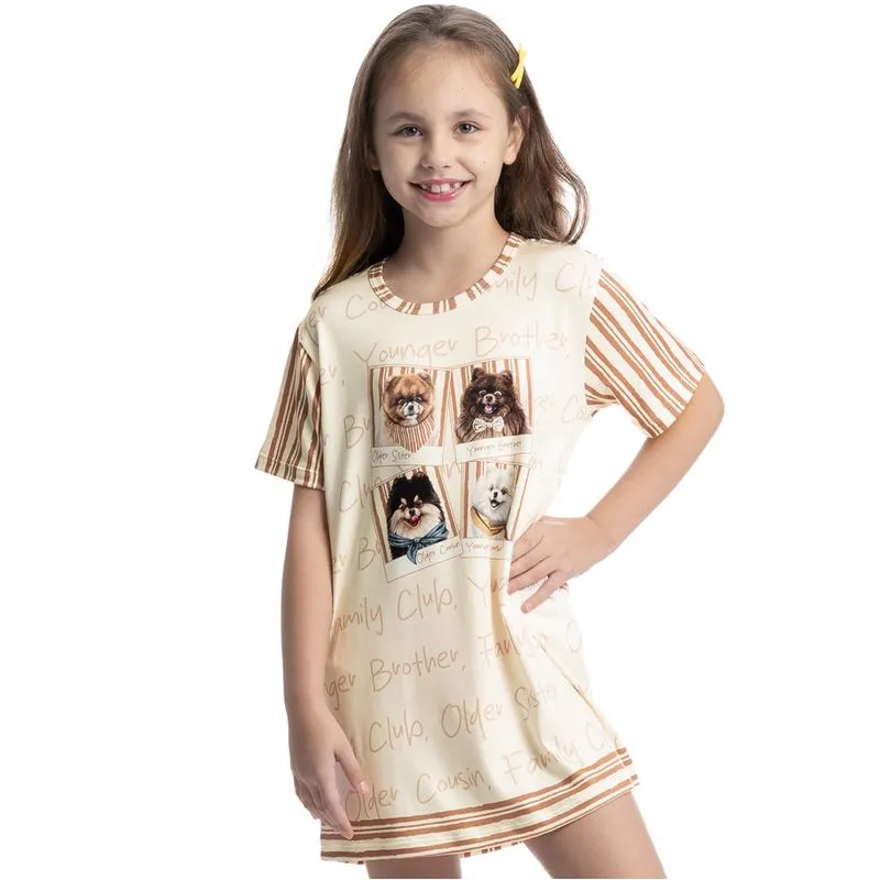 Camisão Curto Infantil Moka Branco/10