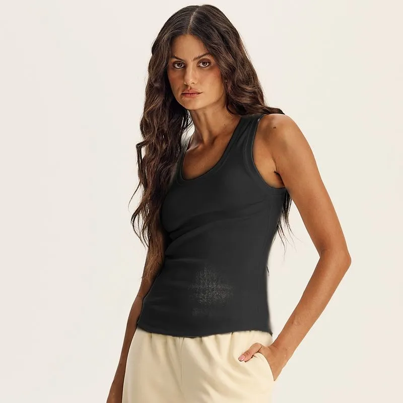 Regata Feminina Canelada Power Gaby Vivame Preto/GG