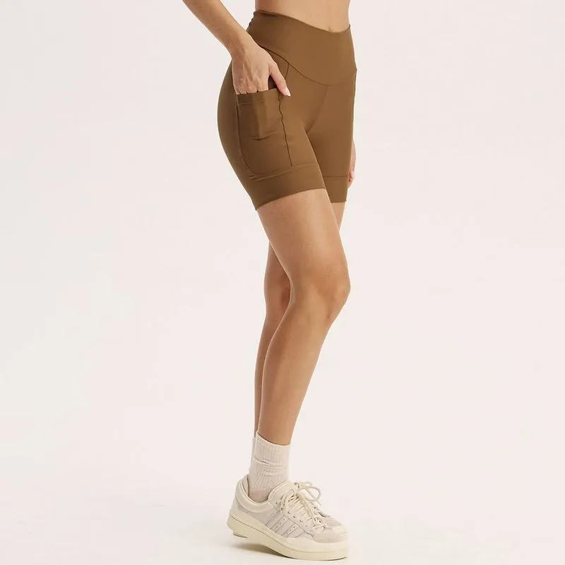 Shorts Médio Comfort Shape Com 2 Bolsos Teak Vivame Marrom/G