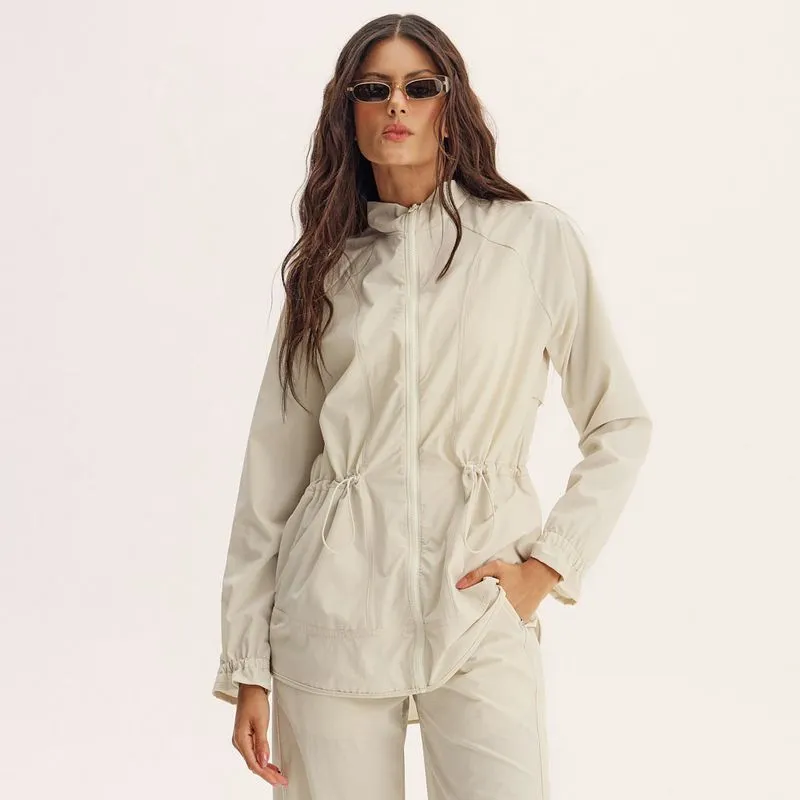 Parka Alongada Com Bolso Flex Vivame Branco/PP