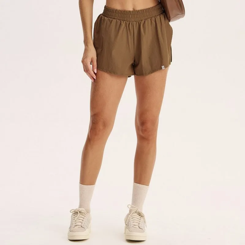 Shorts Duplo Flex Vivame Marrom/G