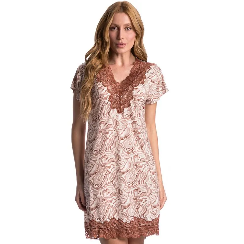 Camisão Curto Com Renda Melissa Marrom/G