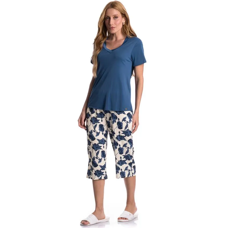Pijama Feminino Pescador Verano Azul Marinho/EG