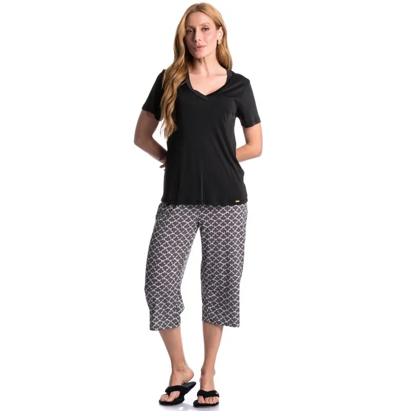 Pijama Feminino Pescador Verano Preto/GG