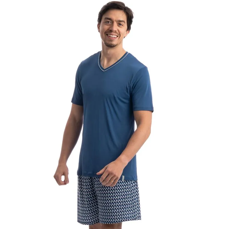 Pijama Masculino Curto Verano Tombini Azul Marinho/M