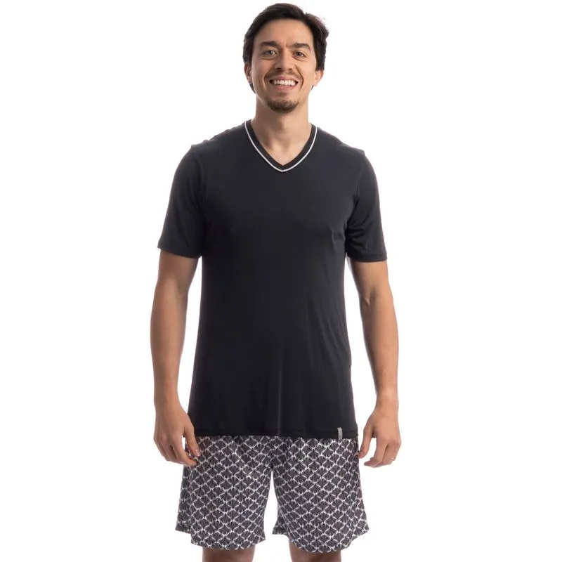 Pijama Masculino Curto Verano Tombini Preto/GG