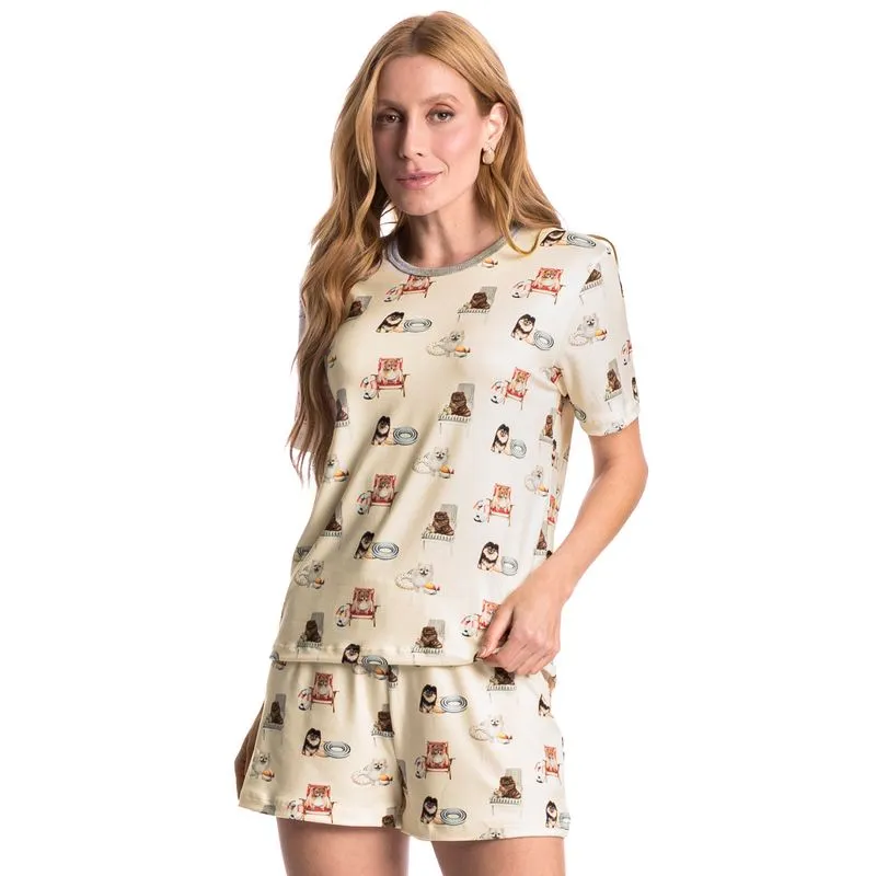 Pijama Feminino Curto Lyla Summer Branco/PP