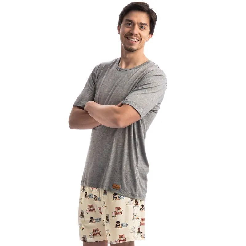 Pijama Masculino Curto Lyla Summer Branco/M