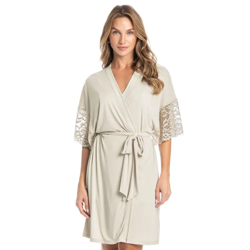 Robe Feminino Curto Com Renda Manu Bege/TU