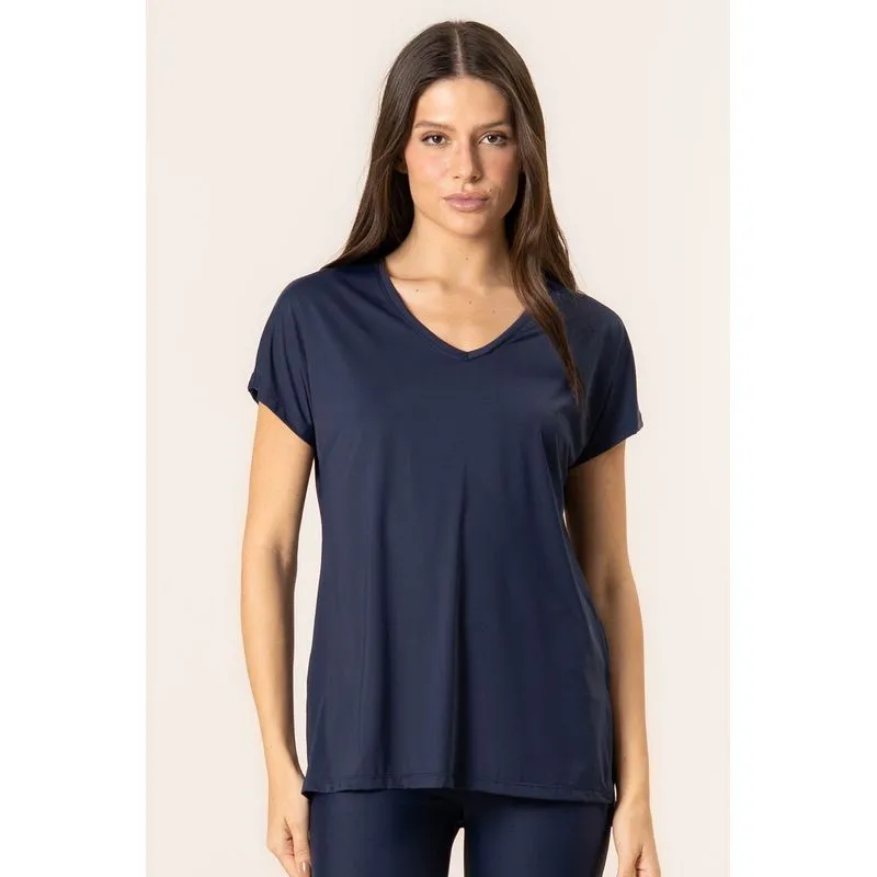 Camiseta Decote V Basic Pulse Vivame Azul Marinho/M