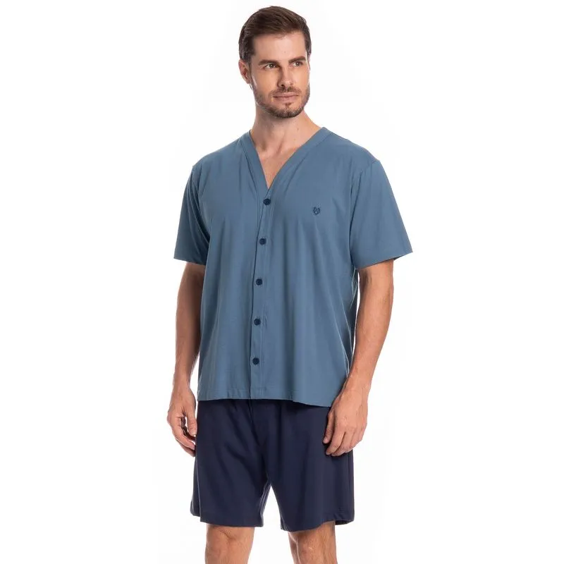 Pijama Masculino Curto Abotoado André Azul-2/G