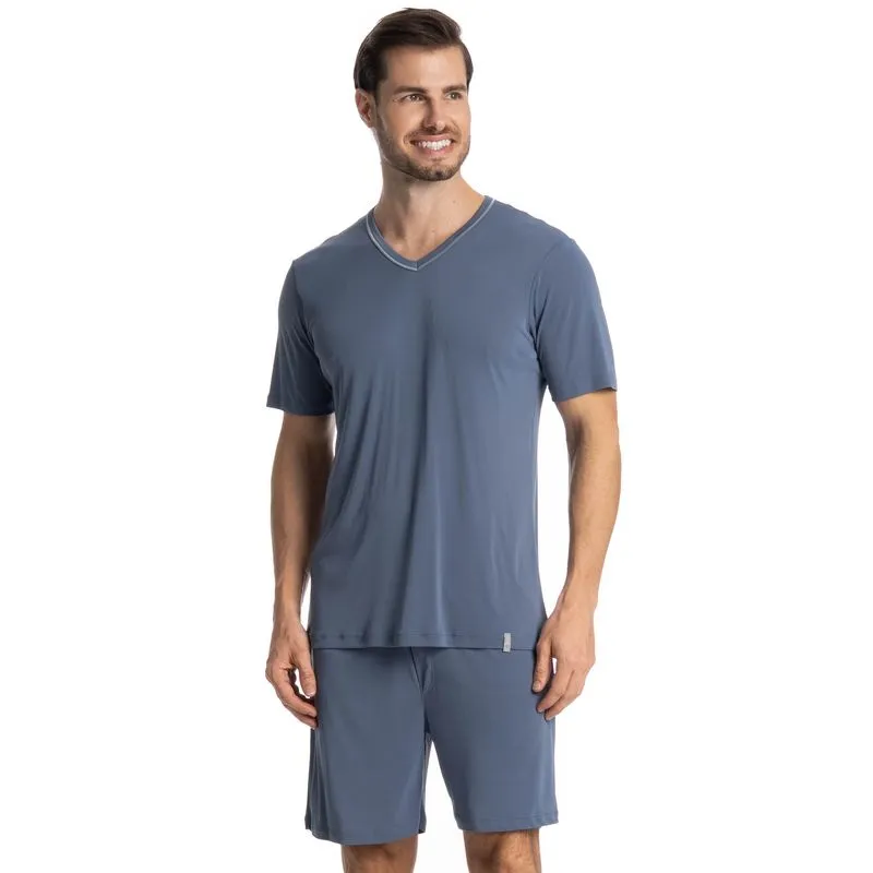 Pijama Masculino Curto Rafael Tombini Azul Marinho/P
