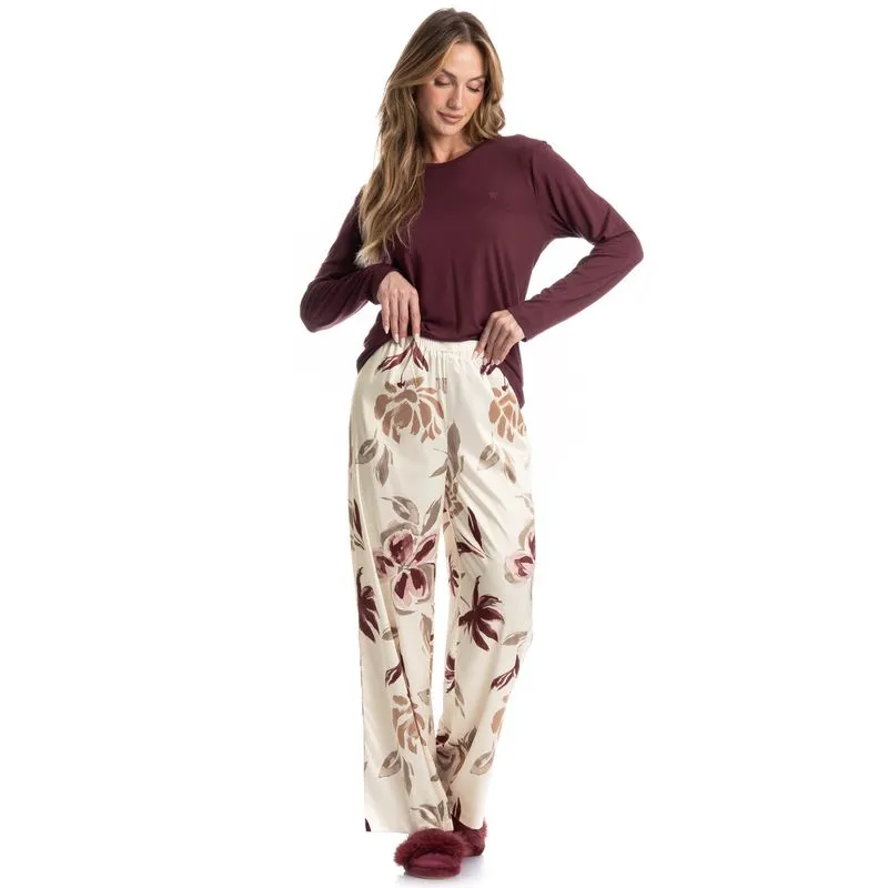 Pijama Longo Flora Vermelho/G