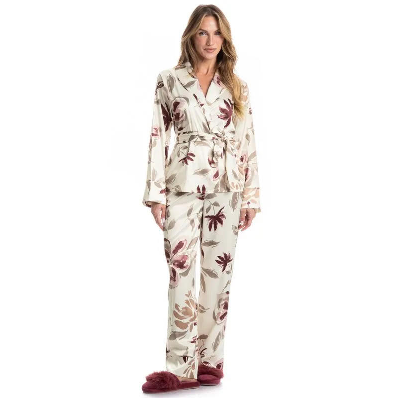 Pijama Feminino Longo Flora Vermelho/G