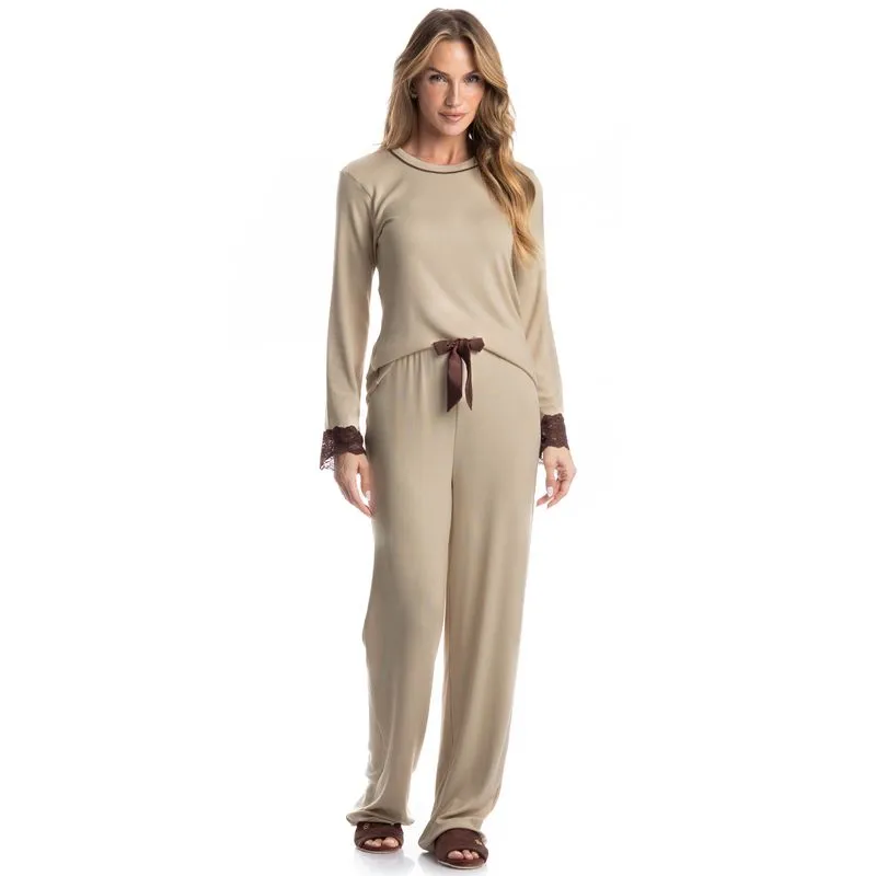 Pijama Feminino Longo Sofia Branco/G