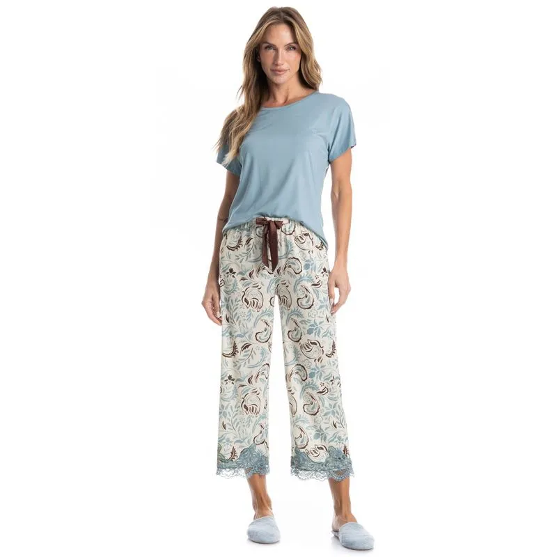 Pijama Feminino Capri Celeste Azul/G