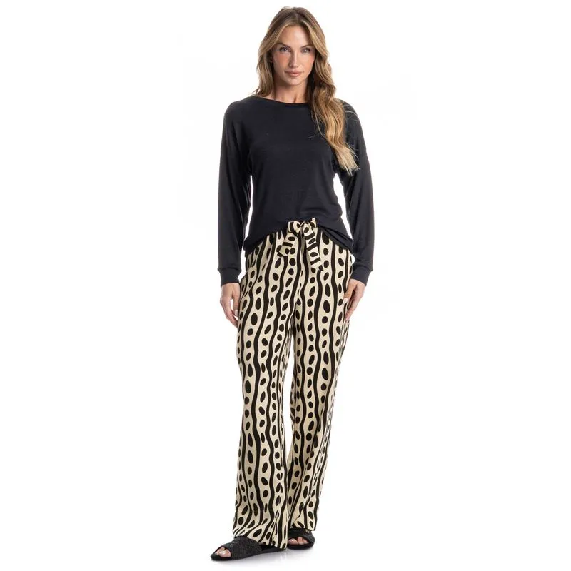 Pijama Wide Leg Lara Preto/M