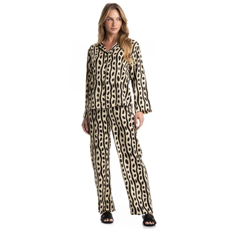 Pijama Feminino Longo Americano Lara Preto/P