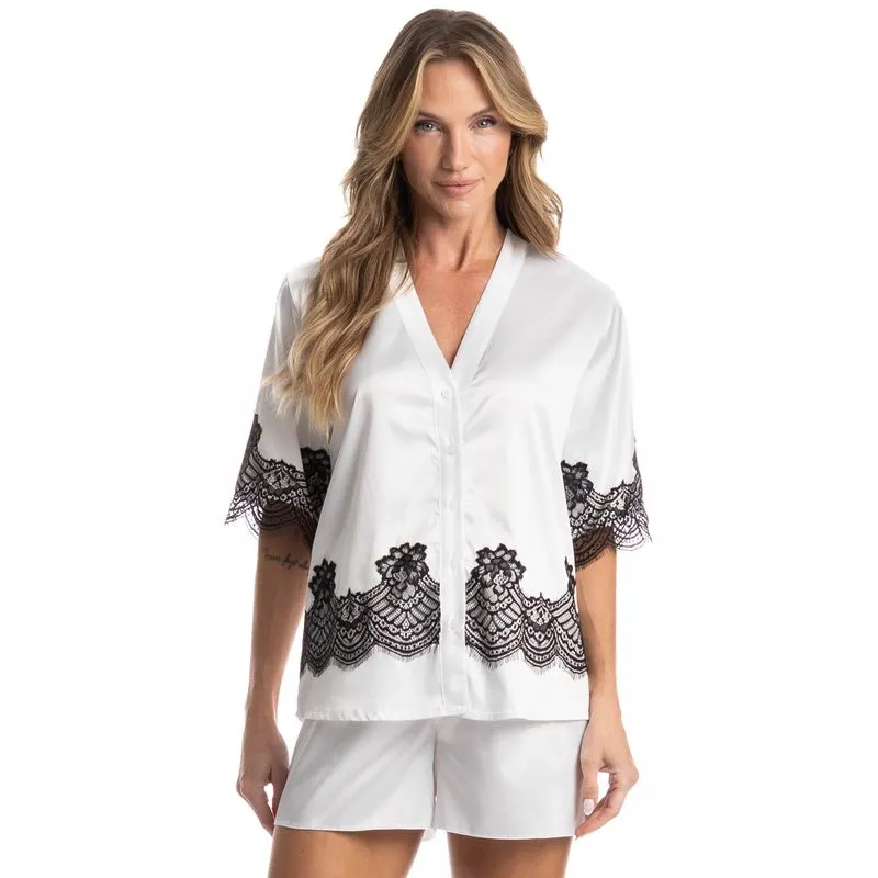 Pijama Feminino Curto Americano Chloe Branco/P