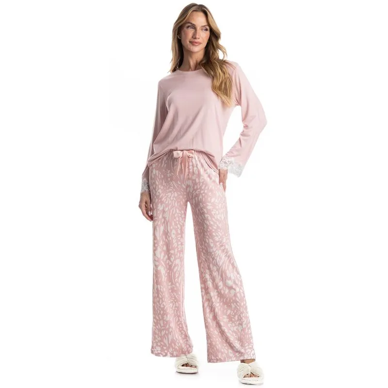 Pijama Wide Leg Luísa Rosa-3/GG