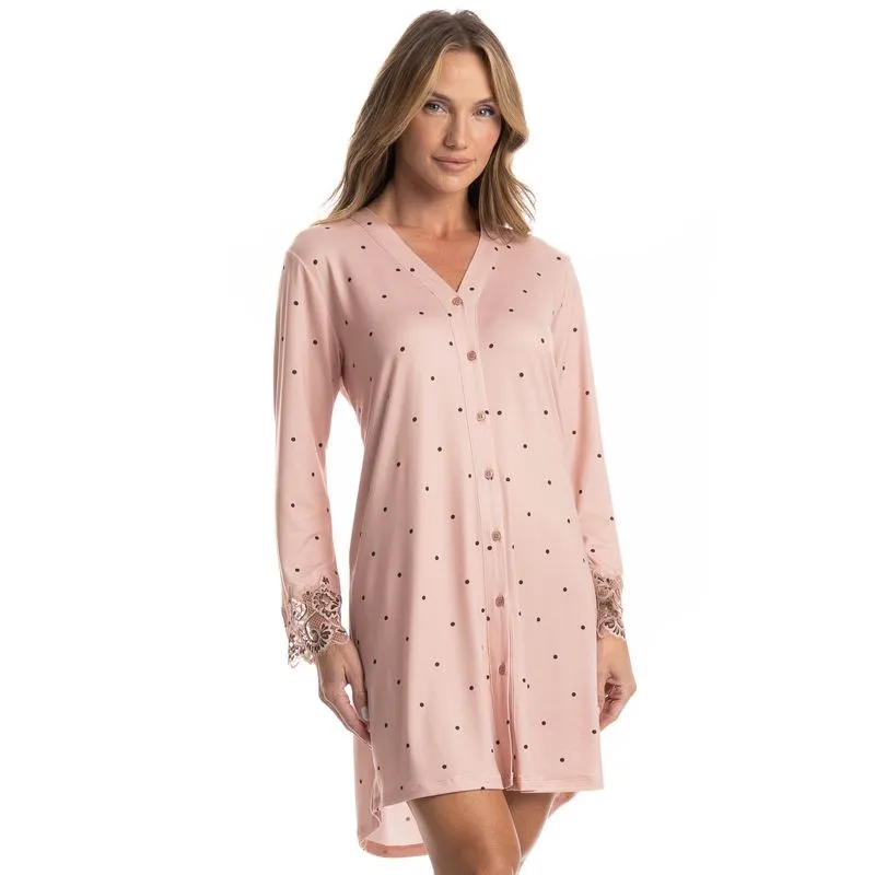 Camisão Manga Longa Abotoado Laura Rosa-3/G