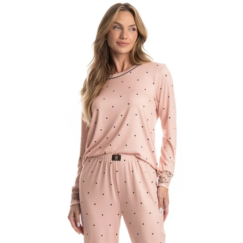 Pijama Feminino Longo Laura Rosa-3/P