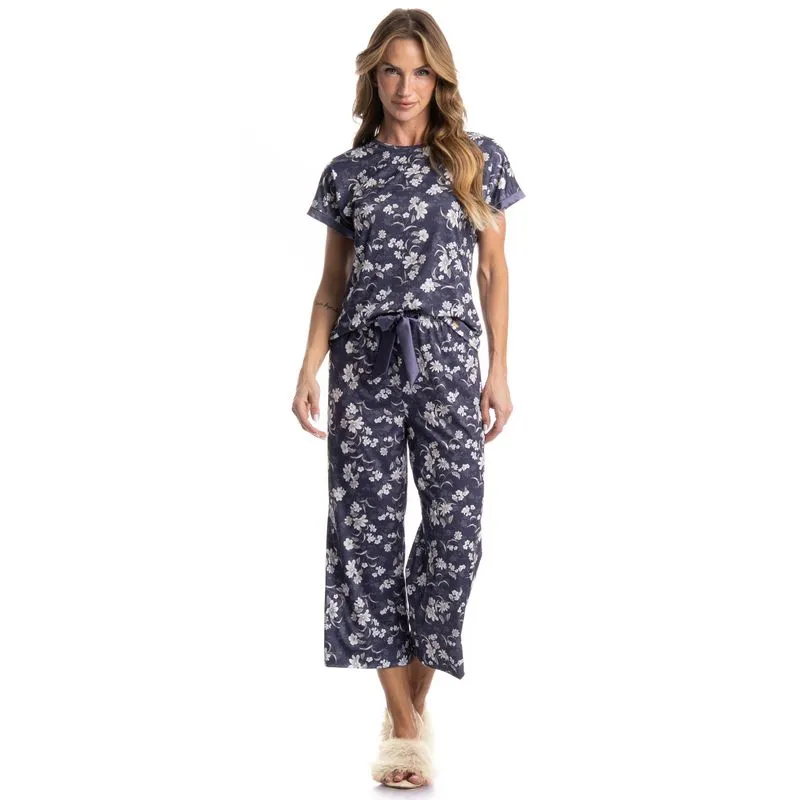 Pijama Feminino Capri Afrodite Azul Marinho/G