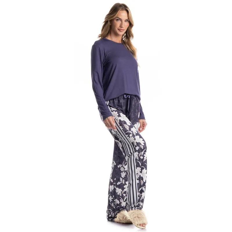 Pijama Afrodite Longo Azul Marinho/P