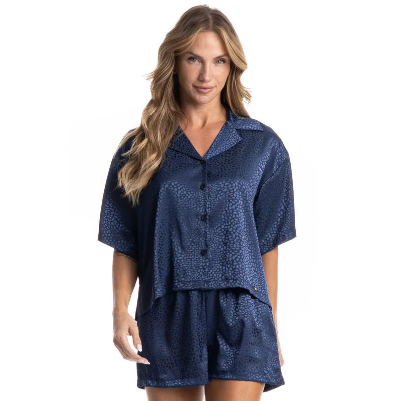Pijama Curto Americano Marina Azul Marinho/G