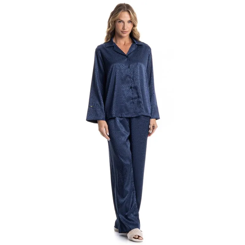 Pijama Longo Americano Marina Azul Marinho/G