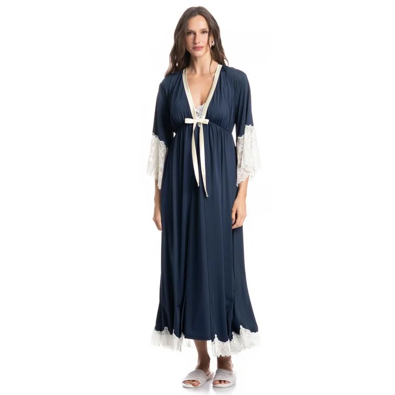 Robe Feminino Longo Gabriela Azul Marinho/TU