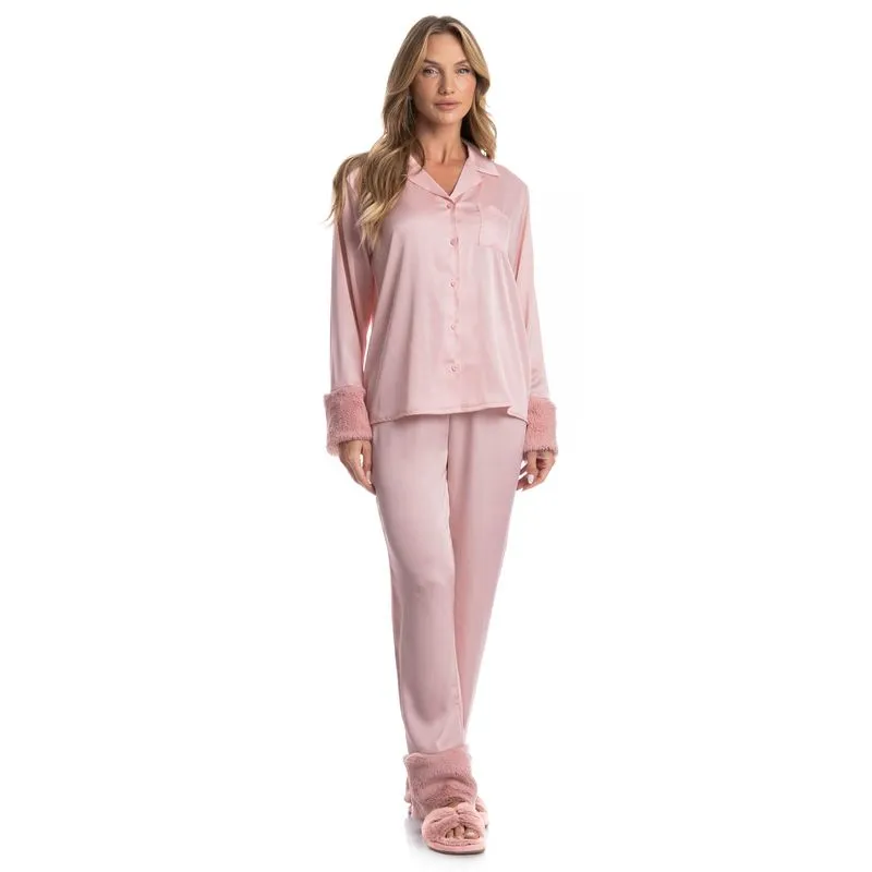 Pijama Longo Americano Babi Rosa-3/G