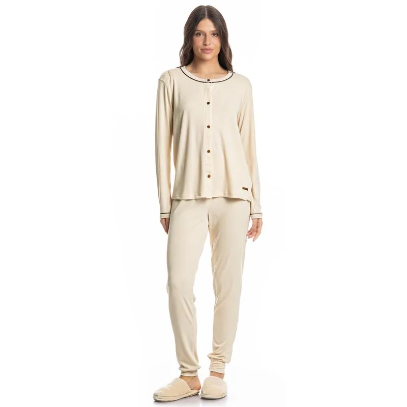 Pijama Longo Americano Madeline Branco/GG