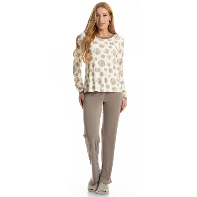 Pijama Feminino Longo Ágata Bege/M