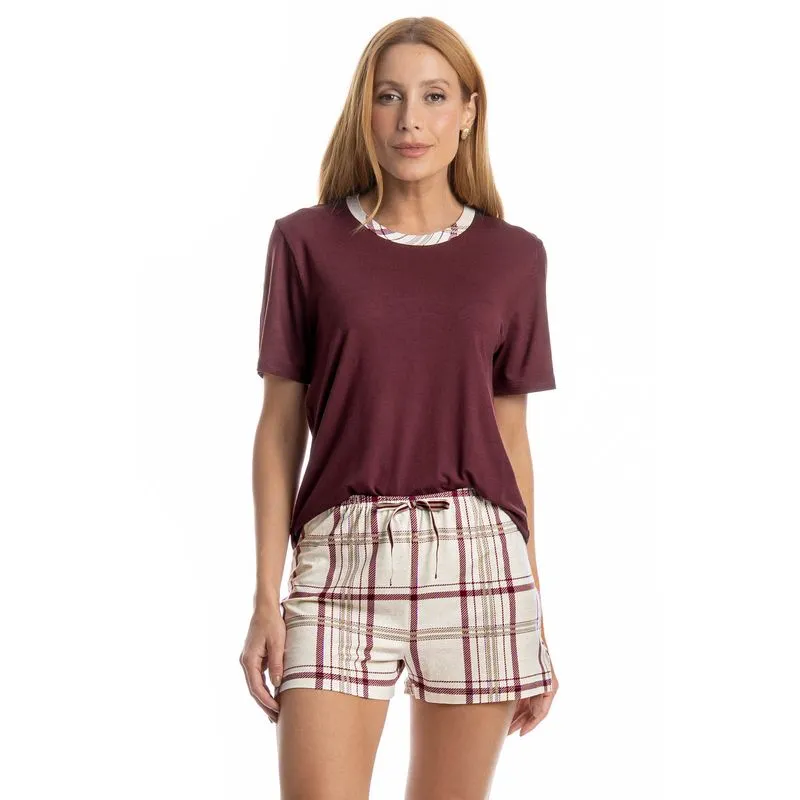 Pijama Feminino Curto Jaque Branco/G