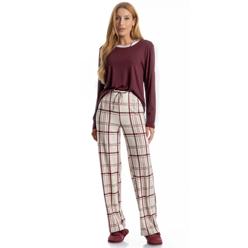 Pijama Feminino Longo Jaque Branco/GG