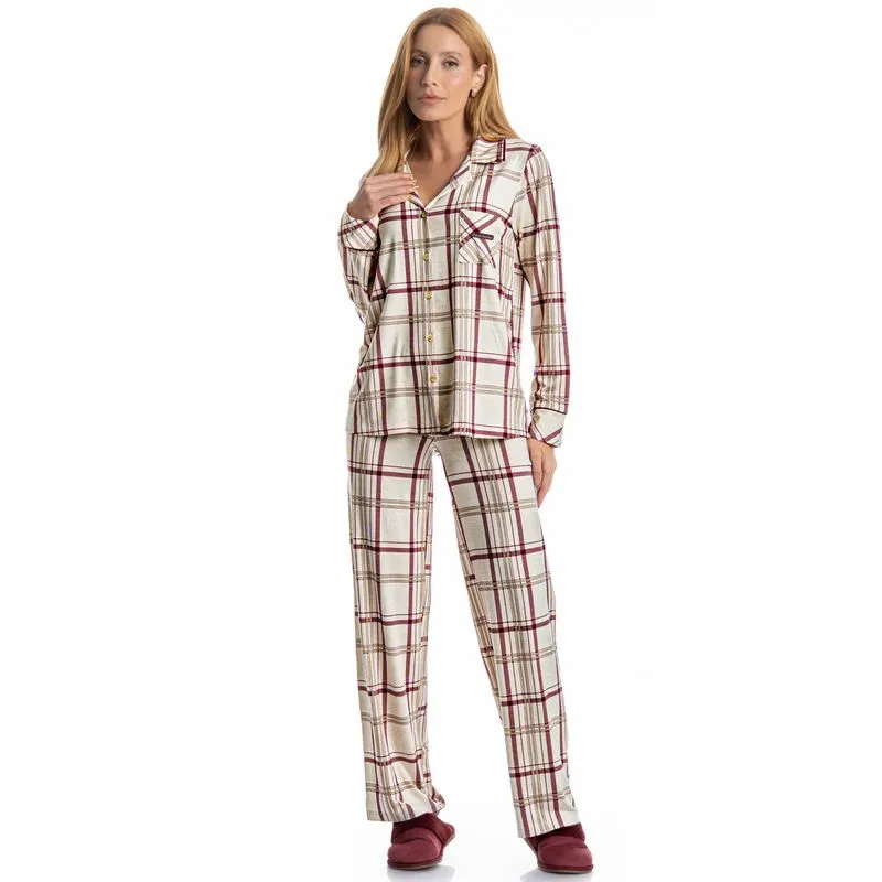 Pijama Feminino Longo Americano Jaque Branco/P